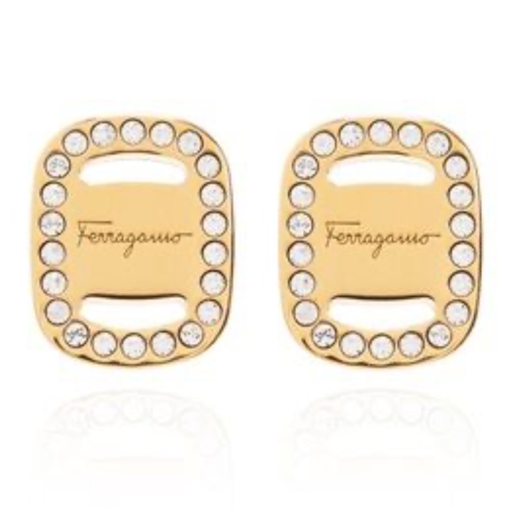 Salvatore Ferragamo Gold and Silver Stud Earrings